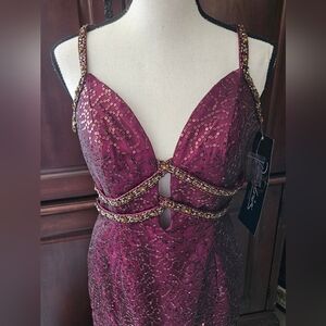 Elegant Burgundy Sequin Gown